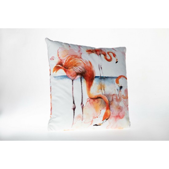 Doqu Home Flamingo Desenli Baskılı Kırlent Kılıfı FLG03 45x45 - Yavruağzı