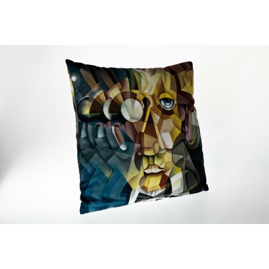 Doqu Home Cubism Desenli Baskılı Kırlent Kılıfı PRT01 45x45 - Sarı